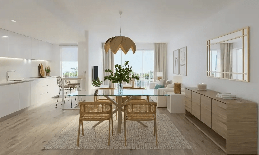 Appartement neuf exclusif de 3 chambres avec piscine, place de garage et débarras