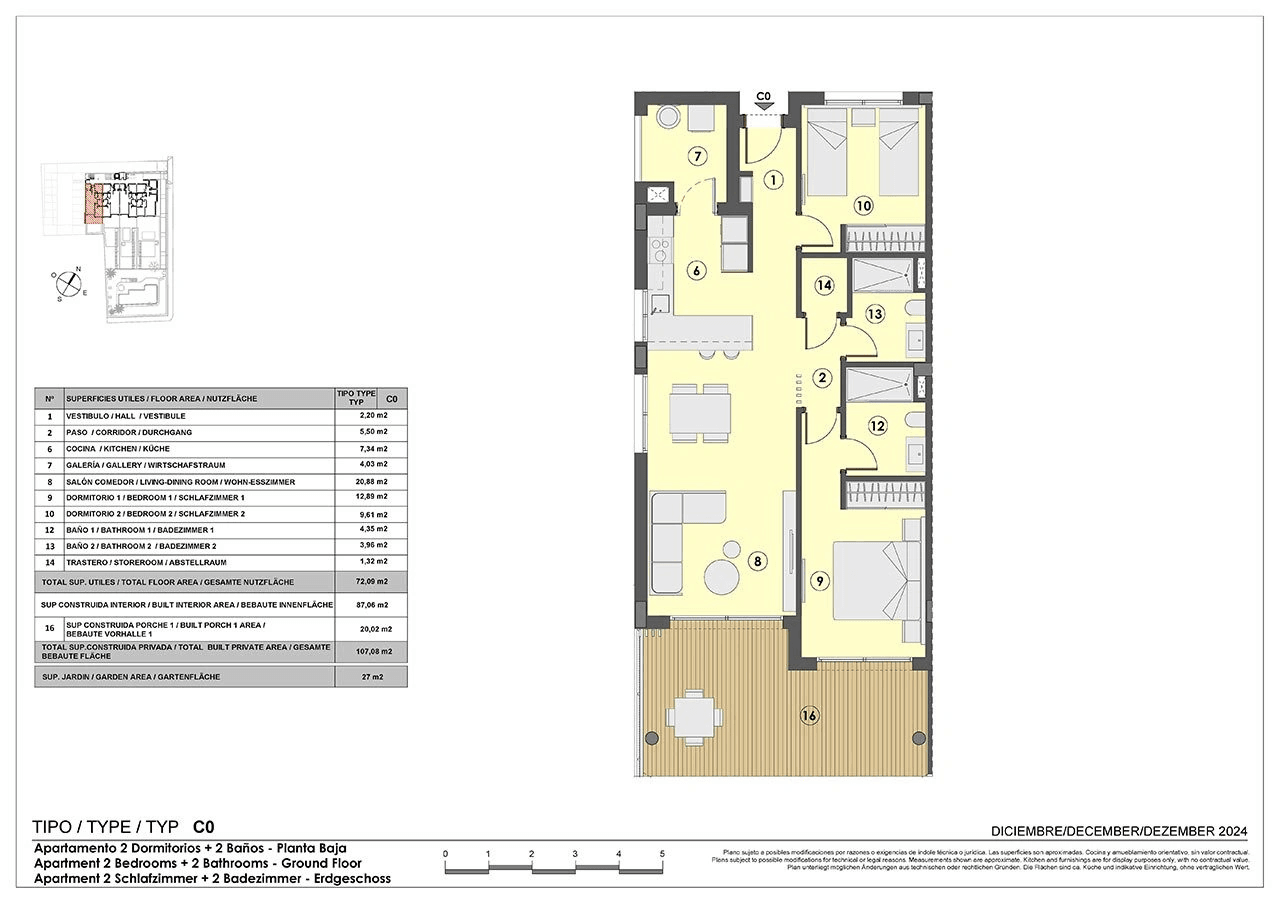 Appartements avec 2 chambres à coucher, chauffage au sol dans les salles de bains, climatisation et piscine commune à seulement 250 m de la mer