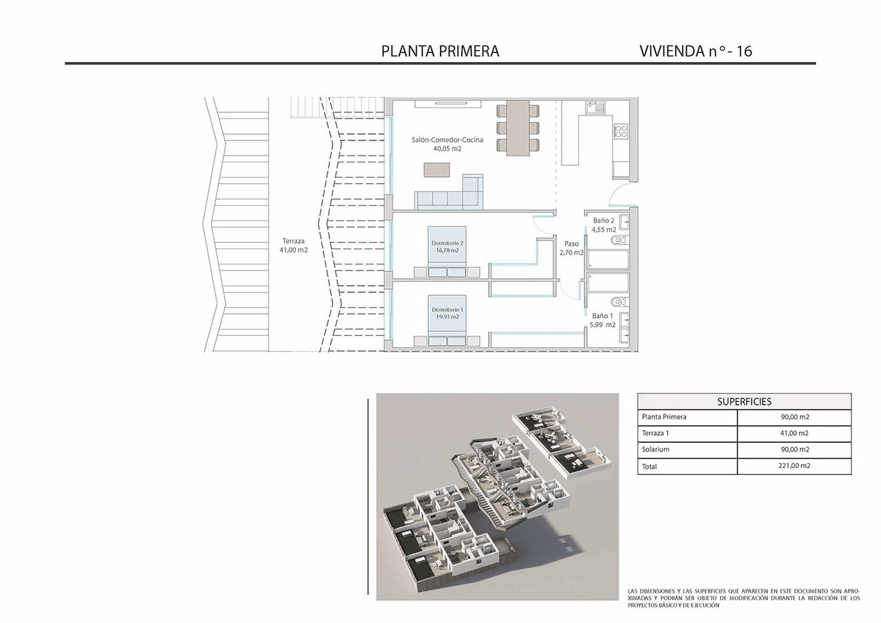 Appartements de 2 chambres au dernier étage avec 2 salles de bains, piscine communautaire et vue sur la mer
