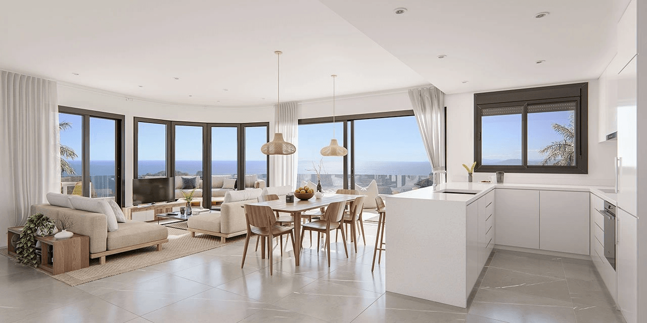Suberbes appartements avec 3 chambres à coucher, climatisation, espace de stationnement privé, piscine communautaire et vue sur la mer