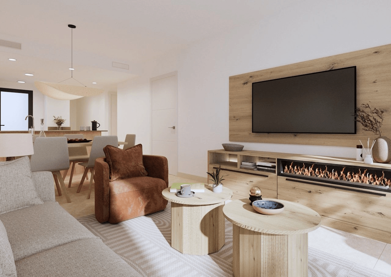 Appartements avec 3 chambres, 2 salles de bain, parking privé, piscines communes et jacuzzis chauffés