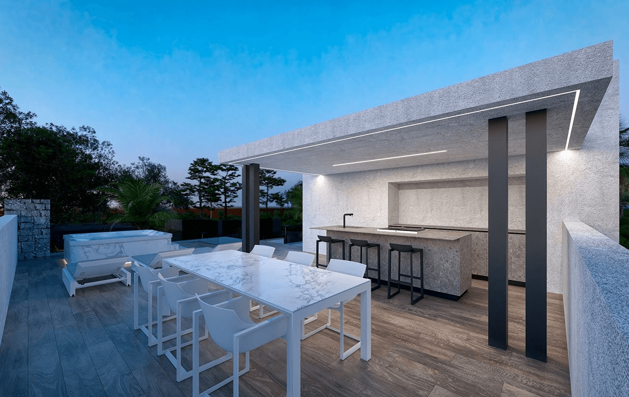 Villas de 3 dormitorios y 2 baños con 2 aseos, sótano, solario, aire acondicionado y piscina privada en el maravilloso Santa Rosalía Resort