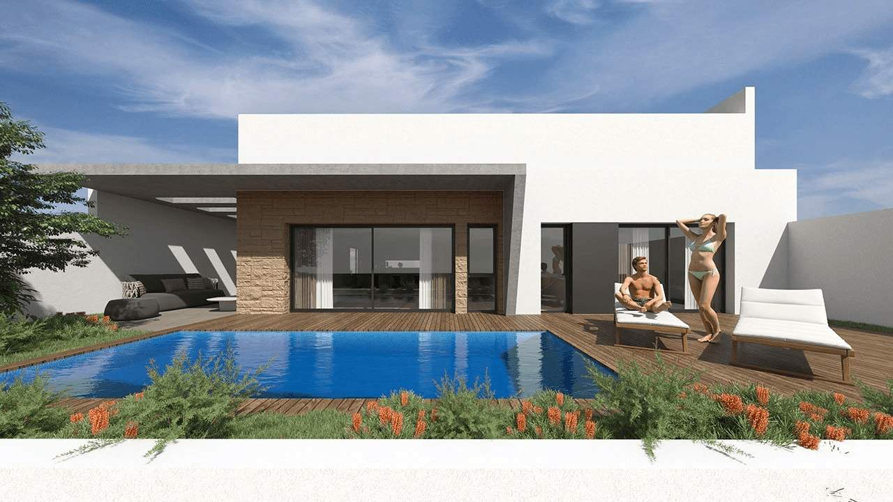 Merveilleuses villas avec 3 chambres, 2 salles de bain, toit-terrasse, garage et piscine privée