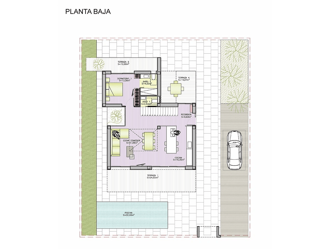 Villas exclusives avec 3 - 4 chambres à coucher, 3 - 4 salles de bains, W.C., toit-terrasse et piscine privée à seulement 600 m de la plage