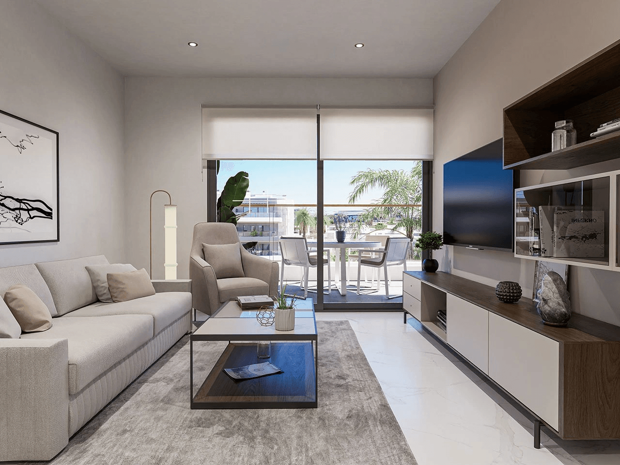 Appartements avec 3 chambres, 2 salles de bain, parking privé, piscines communes et jacuzzis chauffés