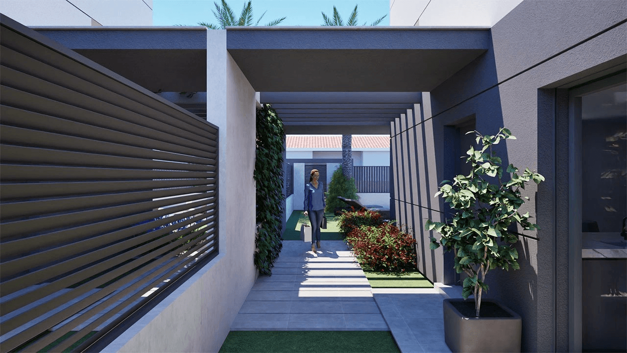 Villas jumelées avec 3 chambres, 3 salles de bains, terrasse sur le toit, pré-installation de la climatisation et piscine privée