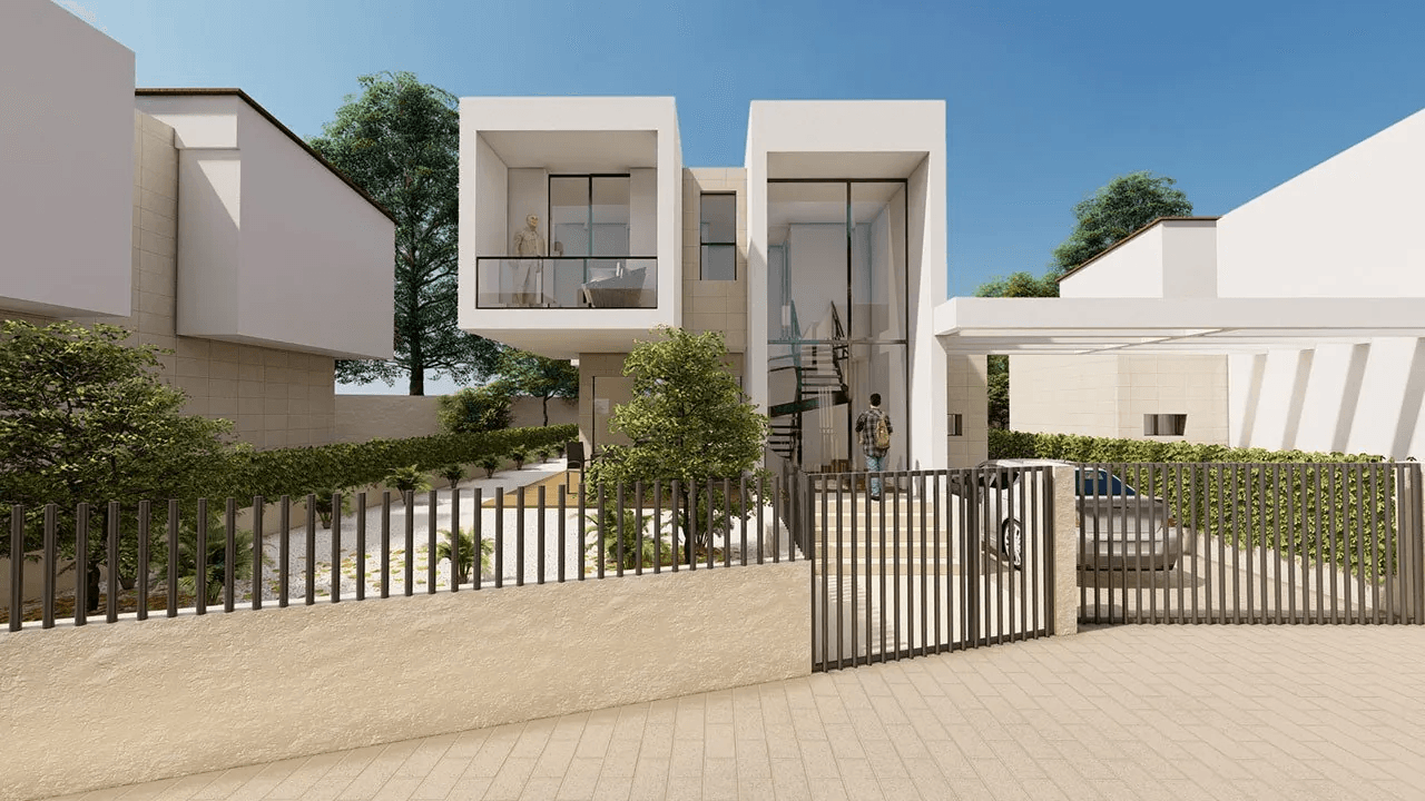 Villas avec 3 chambres, 3 salles de bains, air conditionné, vue sur la mer, piscine privée et place de parking