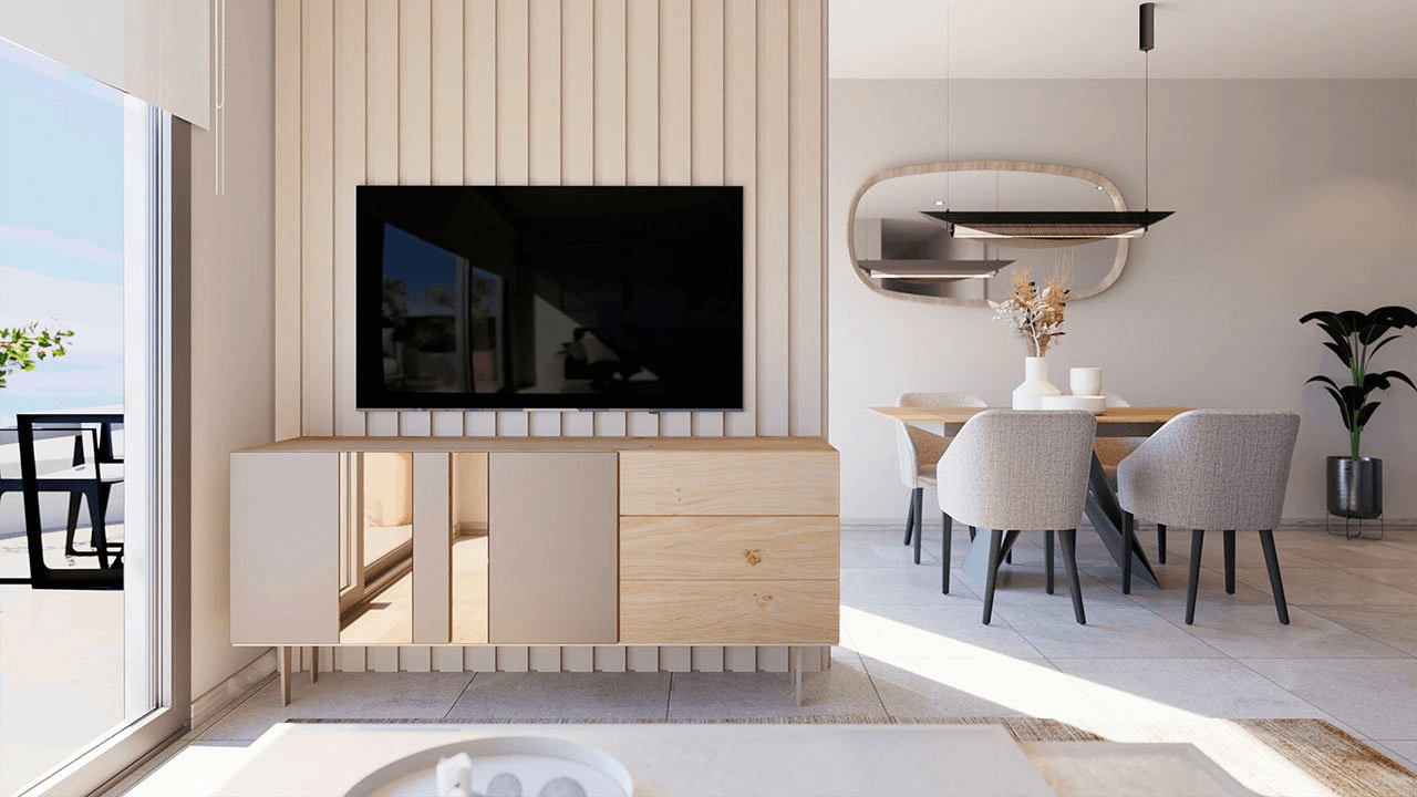 Appartements avec 3 chambres à coucher, climatisation, chauffage au sol dans les salles de bains et vue sur la mer à seulement 300 m de la plage