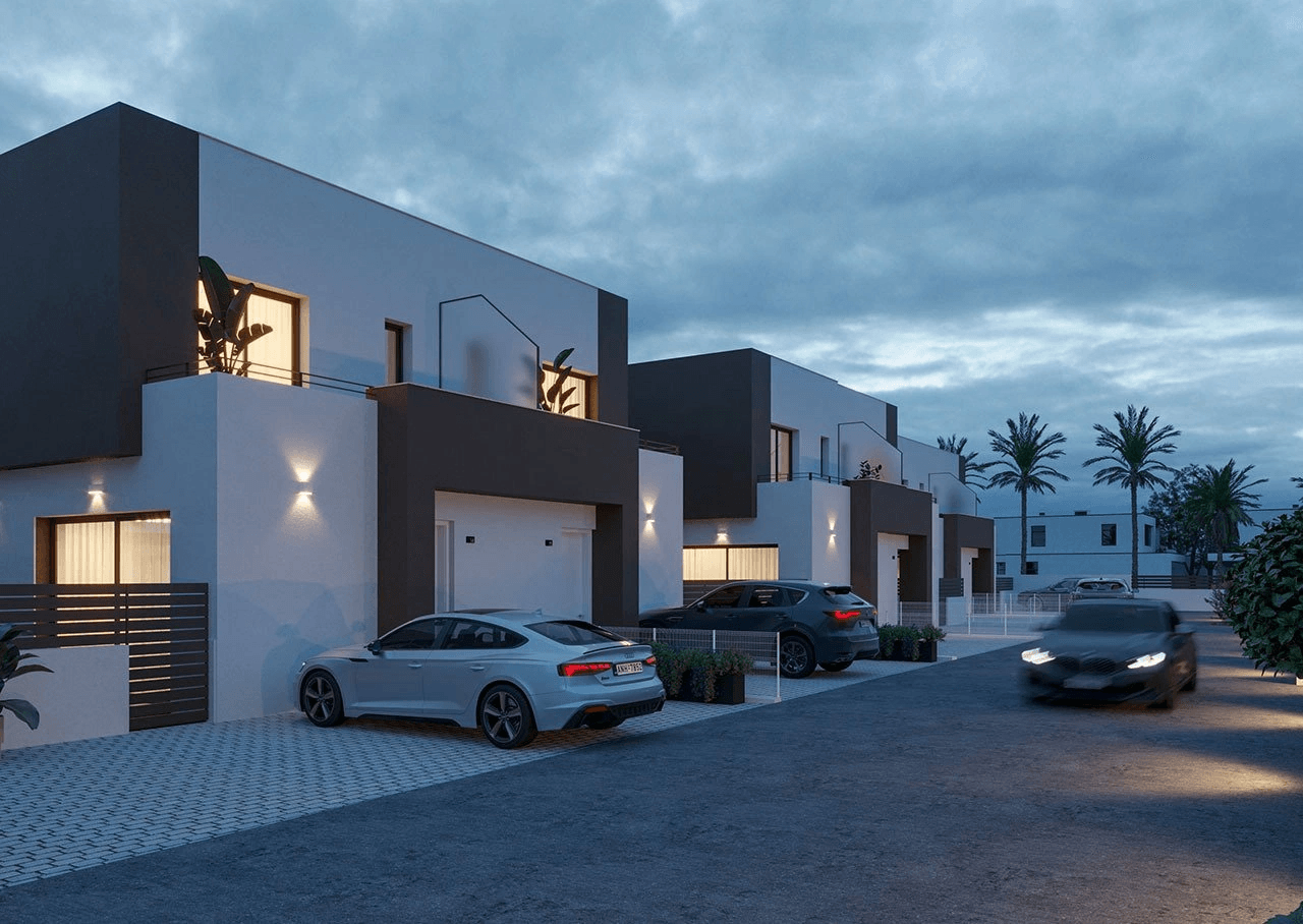 Maisons mitoyennes modernes avec 3 chambres à coucher et piscine communautaire à seulement 500 m des merveilleuses plages de sable fin