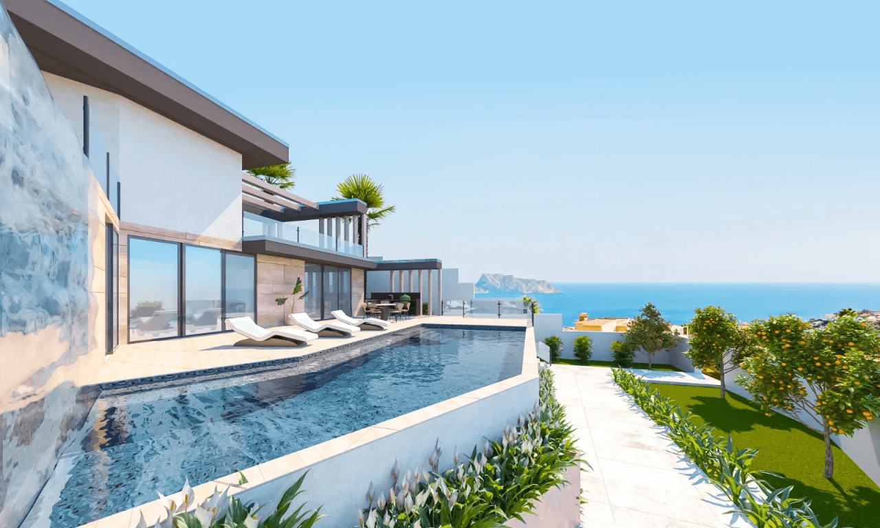 Villa au design moderne avec des vues spectaculaires sur la mer et des caractéristiques luxueuses