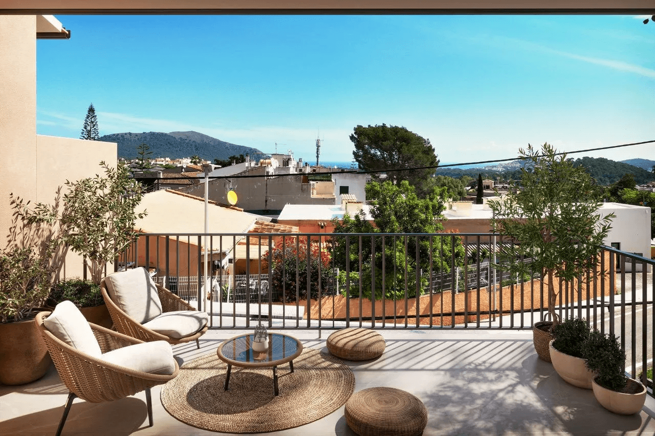 Maisons mitoyennes avec 2 chambres, 2 salles de bains, piscine commune et vue sur la mer