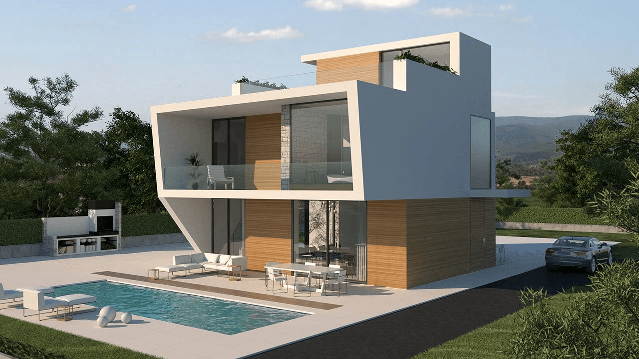 Villas exclusives avec 3 - 4 chambres à coucher, 3 - 4 salles de bains, W.C., toit-terrasse et piscine privée à seulement 600 m de la plage