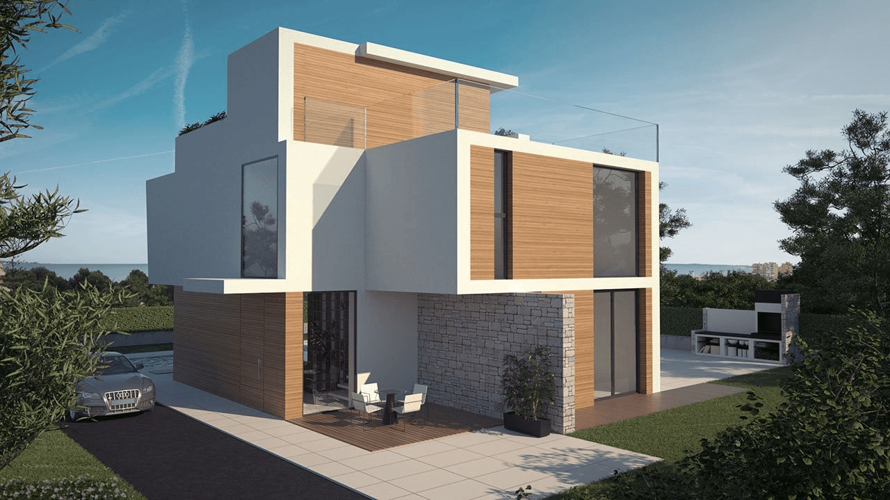 Villas exclusives avec 3 - 4 chambres à coucher, 3 - 4 salles de bains, W.C., toit-terrasse et piscine privée à seulement 600 m de la plage