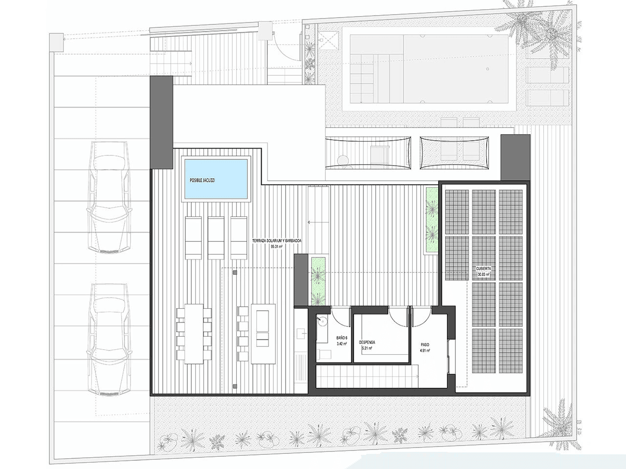 Villas de 3 dormitorios y 2 baños con 2 aseos, sótano, solario, aire acondicionado y piscina privada en el maravilloso Santa Rosalía Resort