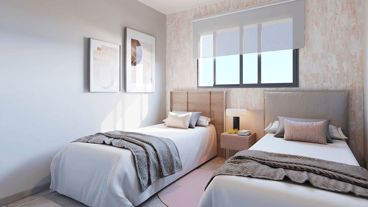 Appartements avec 3 chambres à coucher, climatisation, chauffage au sol dans les salles de bains et vue sur la mer à seulement 300 m de la plage