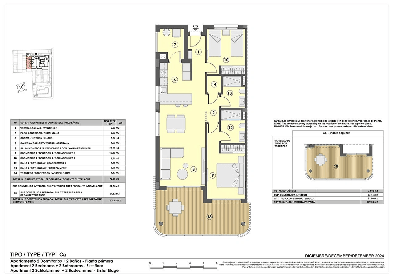 Appartements avec 2 chambres à coucher, chauffage au sol dans les salles de bains, climatisation et piscine commune à seulement 250 m de la mer
