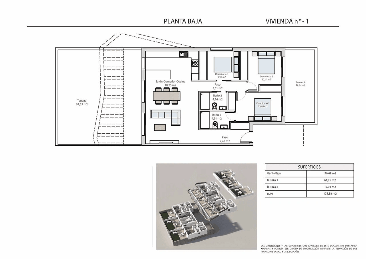 Appartements de 3 chambres au rez-de-chaussée avec 2 salles de bains, piscine communautaire et vue sur la mer