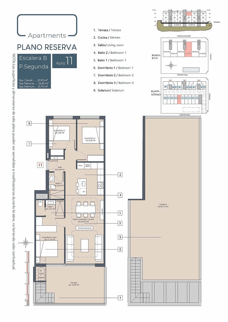 Penthouses avec 3 chambres, 2 salles de bain, terrasse sur le toit et piscine communautaire