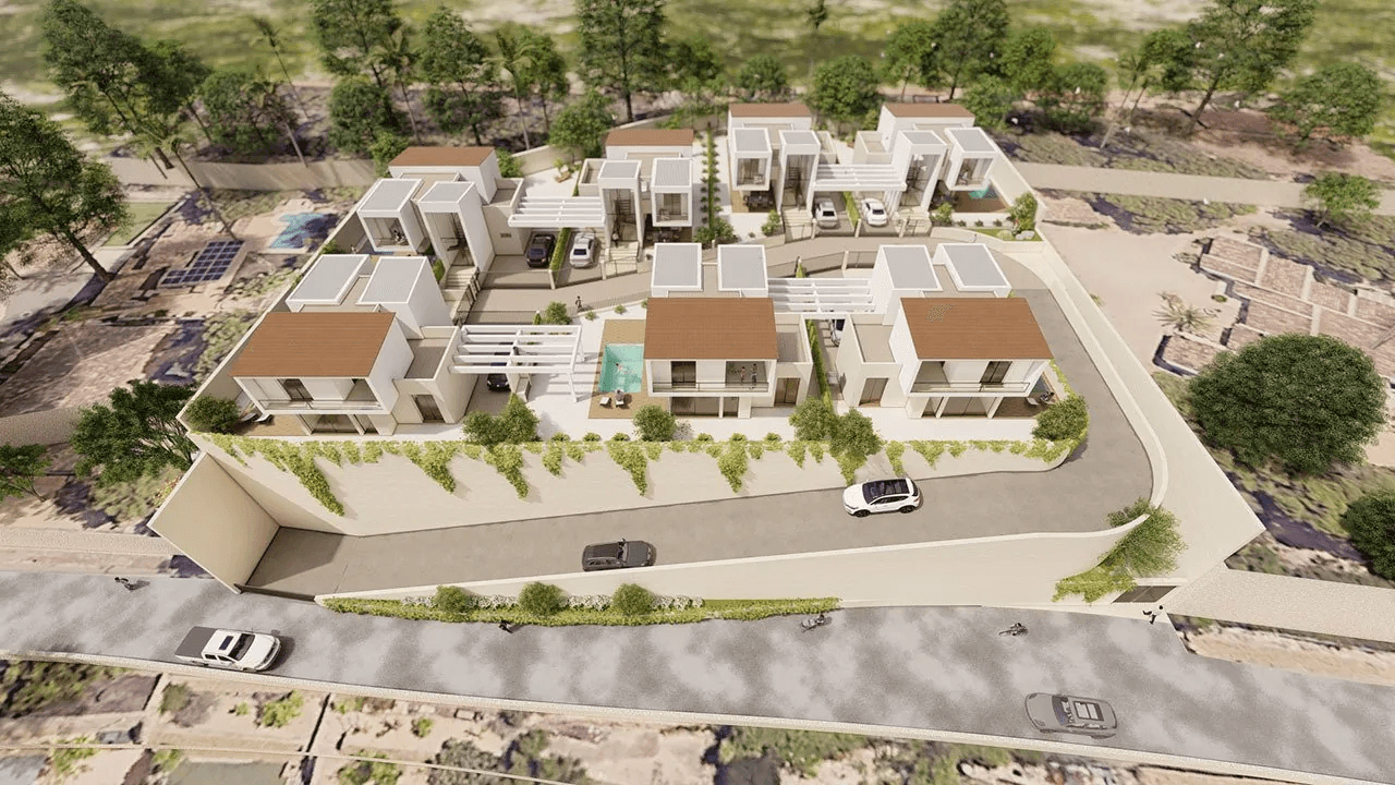 Villas avec 3 chambres, 3 salles de bains, air conditionné, vue sur la mer, piscine privée et place de parking