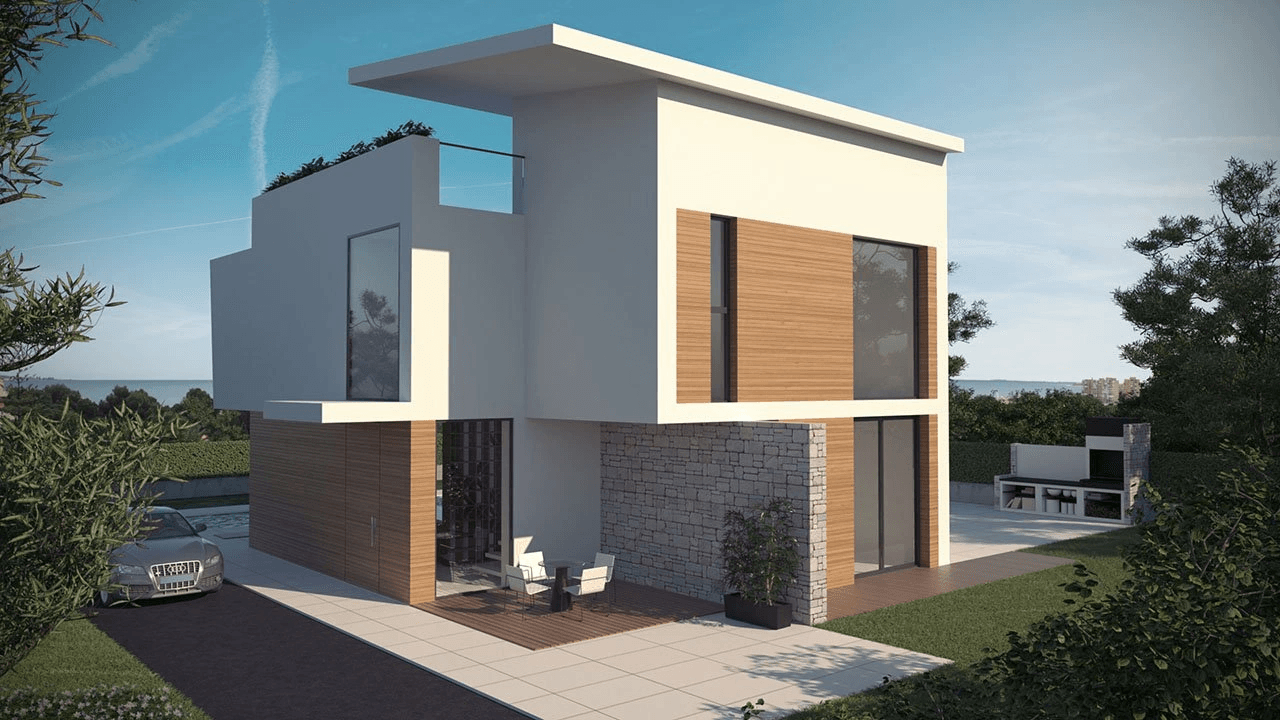Villas exclusives avec 3 - 4 chambres à coucher, 3 - 4 salles de bains, W.C., toit-terrasse et piscine privée à seulement 600 m de la plage