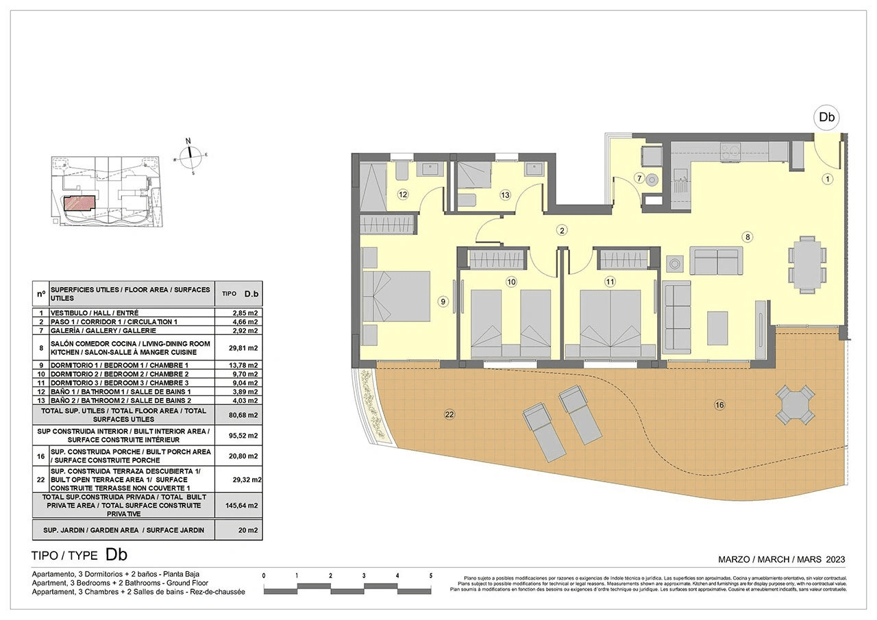 Appartements avec 3 chambres à coucher, climatisation, chauffage au sol dans les salles de bains et vue sur la mer à seulement 300 m de la plage