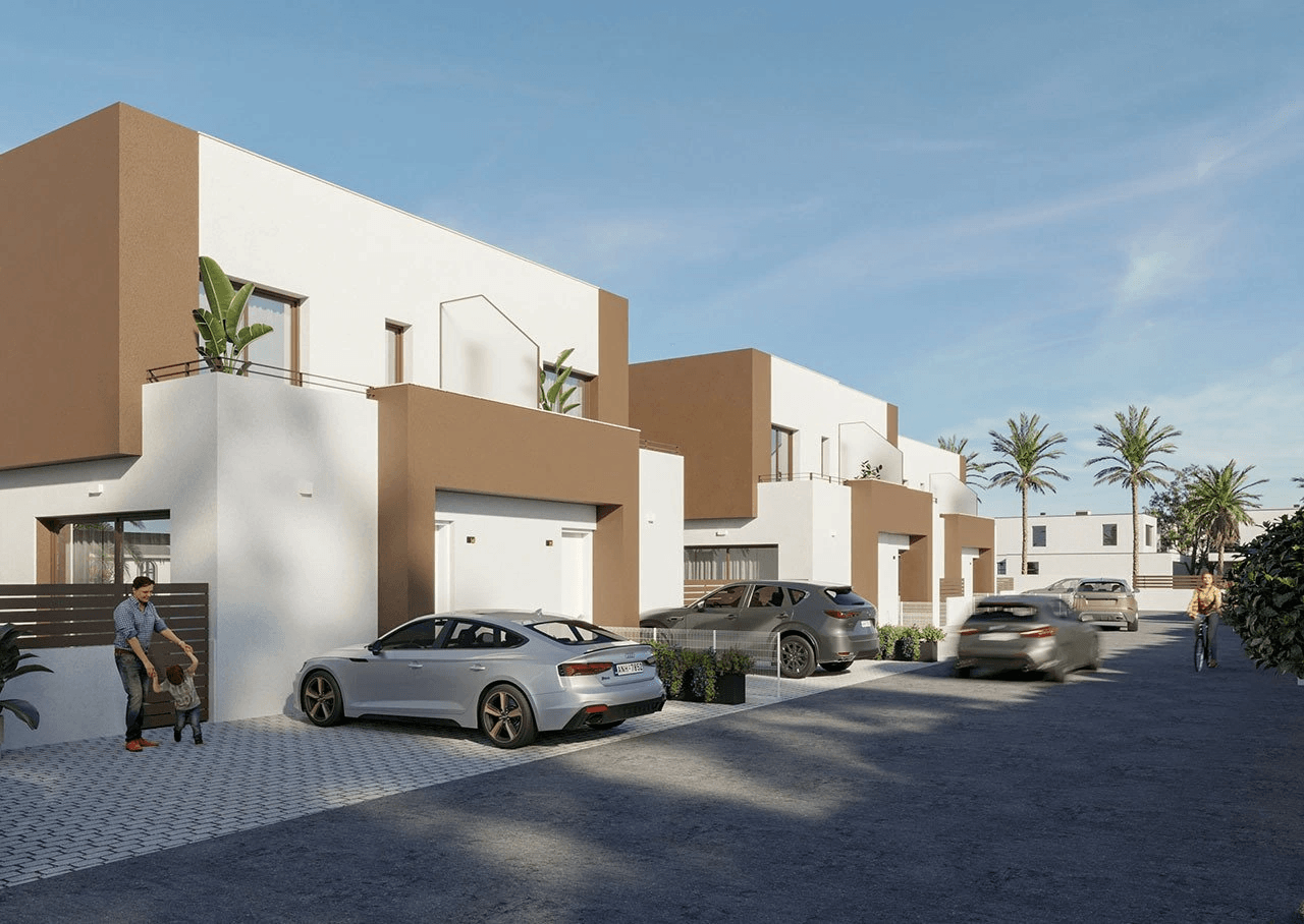 Maisons mitoyennes modernes avec 3 chambres à coucher et piscine communautaire à seulement 500 m des merveilleuses plages de sable fin