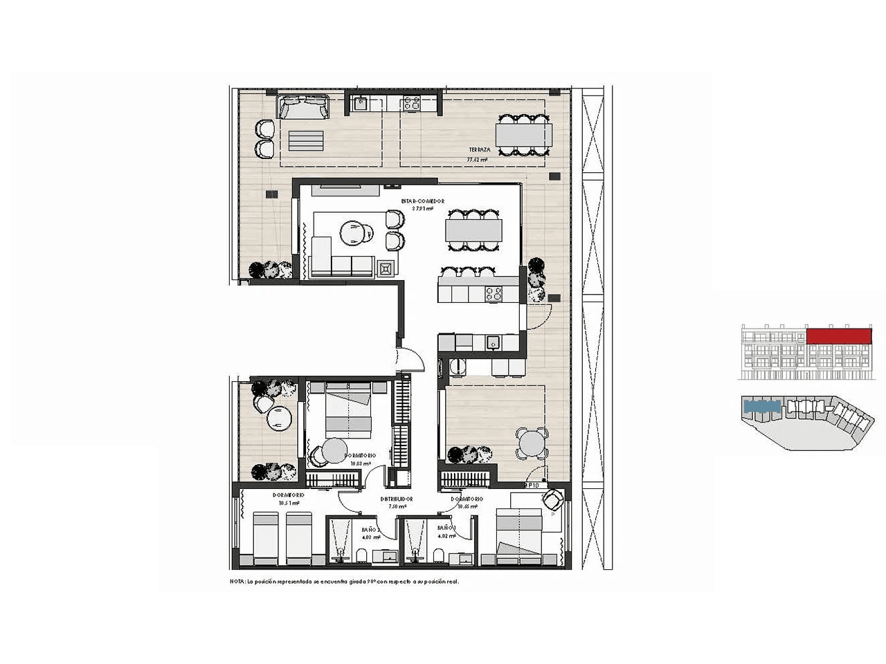 Áticos de 3 dormitorios y 2 baños con parking privado subterráneo y piscina comunitaria en el Santa Rosalía Lake and Life Resort