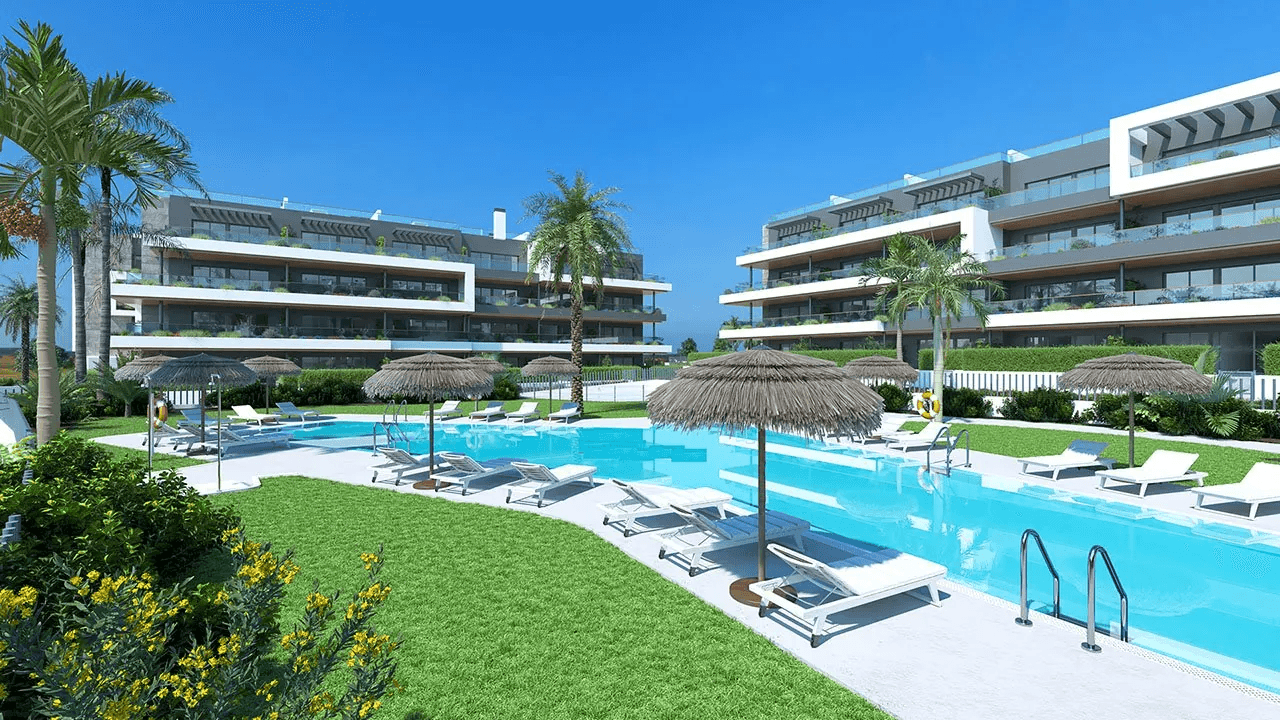 Penthouses avec 3 chambres, 2 salles de bain, toit-terrasse, parking privé, piscines communes et jacuzzis chauffés