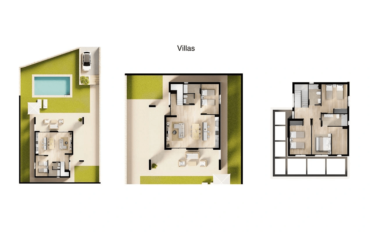 Villas de 4 chambres à coucher et 2 salles de bain dans un merveilleux complexe à seulement 5 km de la plage