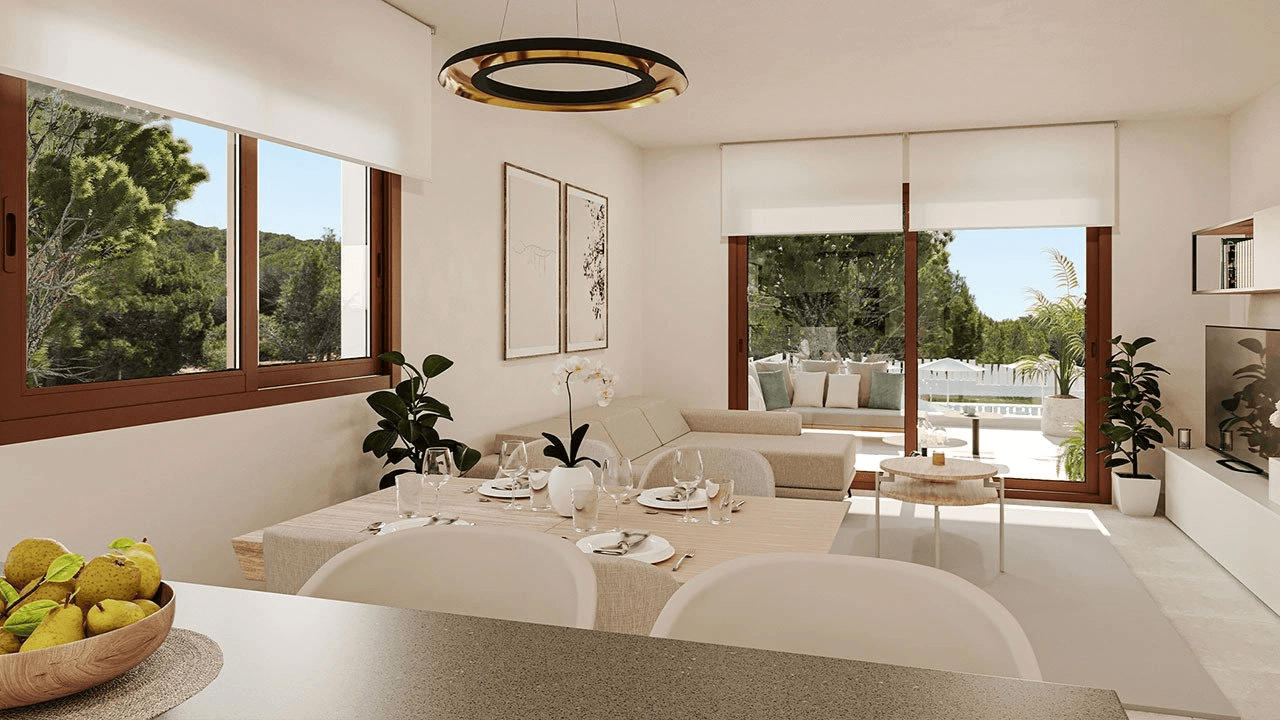 Appartements avec 2 chambres à coucher, chauffage au sol dans les salles de bains, climatisation et piscine commune à seulement 250 m de la mer