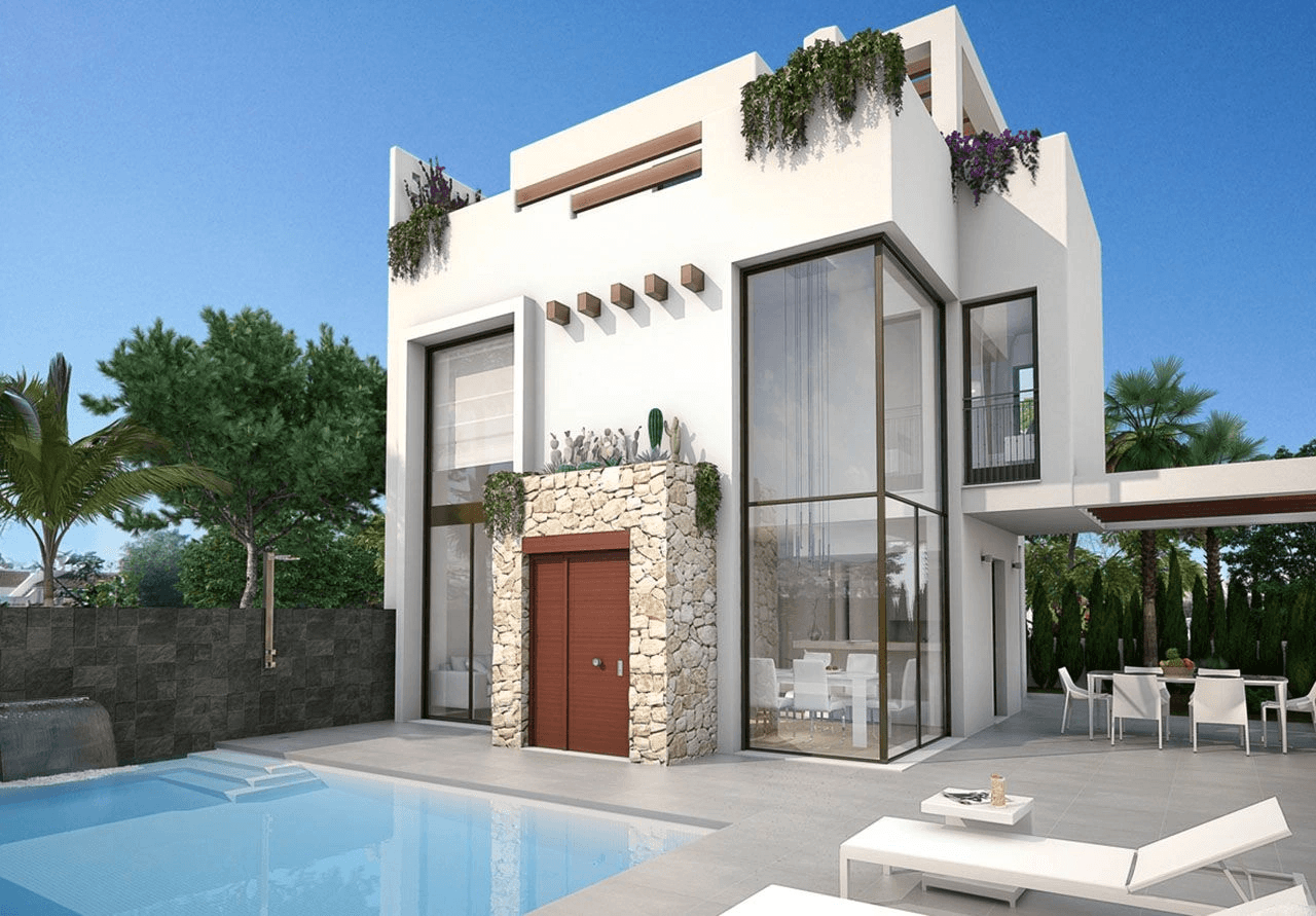 Merveilleuses et chaleureuse villas de 3 chambres avec salles de séjour à double hauteur et piscines privées