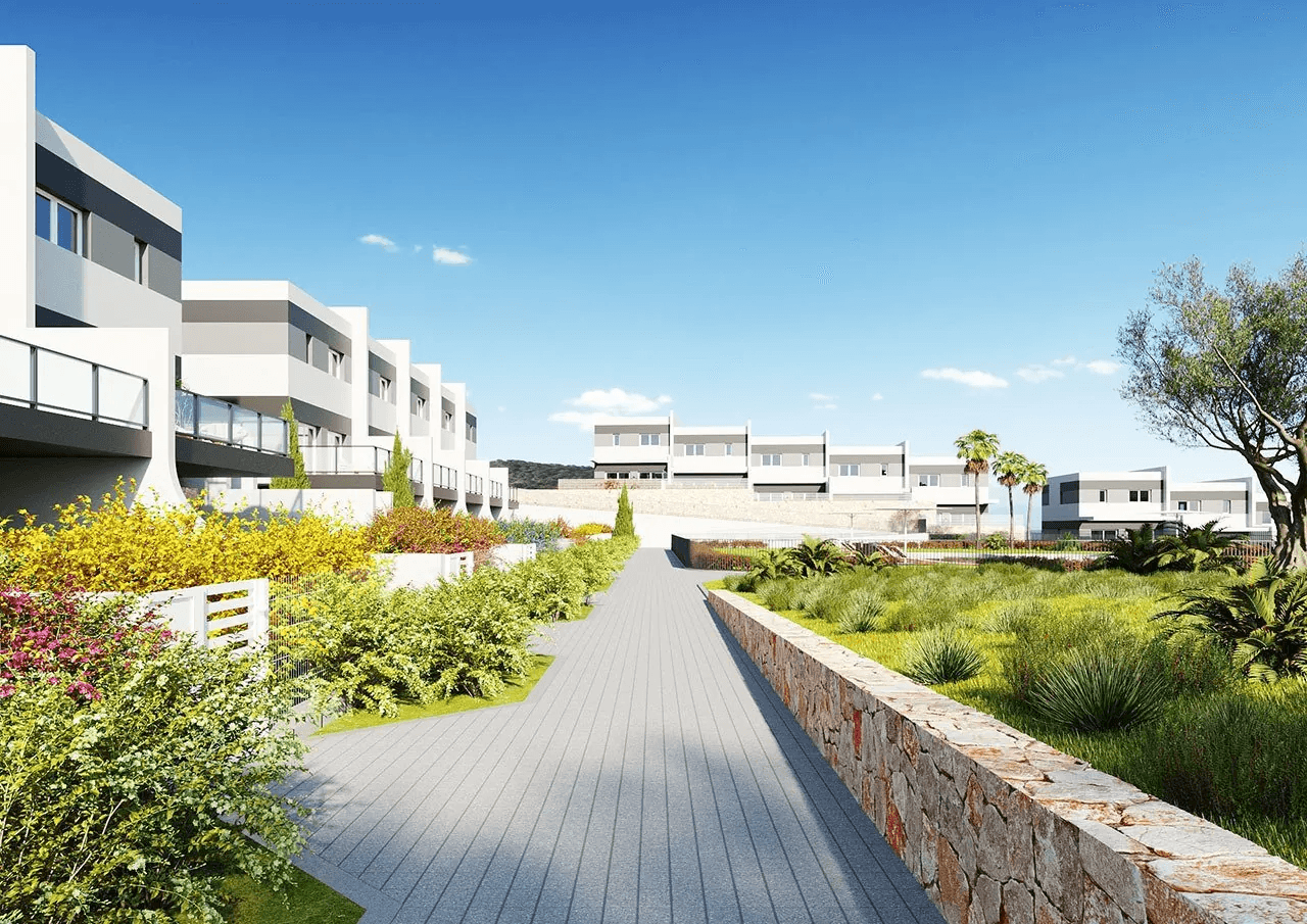 Maisons mitoyennes de 3 chambres à coucher et 2 salles de bain avec W.C. et cave dans un merveilleux complexe à seulement 5 km de la plage