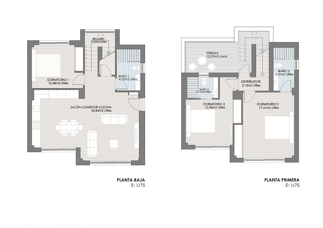 Merveilleuses villas avec 3 chambres, 3 salles de bain, toit-terrasse, vue sur la mer et piscine privée