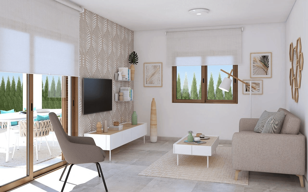Villas mitoyennes de 2 chambres à coucher avec toit-terrasse avec vue sur la mer et piscine privée en option à seulement 400 m de la plage