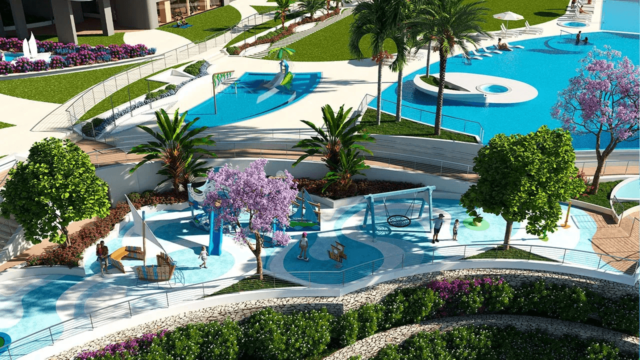 Appartements avec 3 chambres, 2 salles de bain, climatisation et vue sur la mer à seulement 100 m de la plage