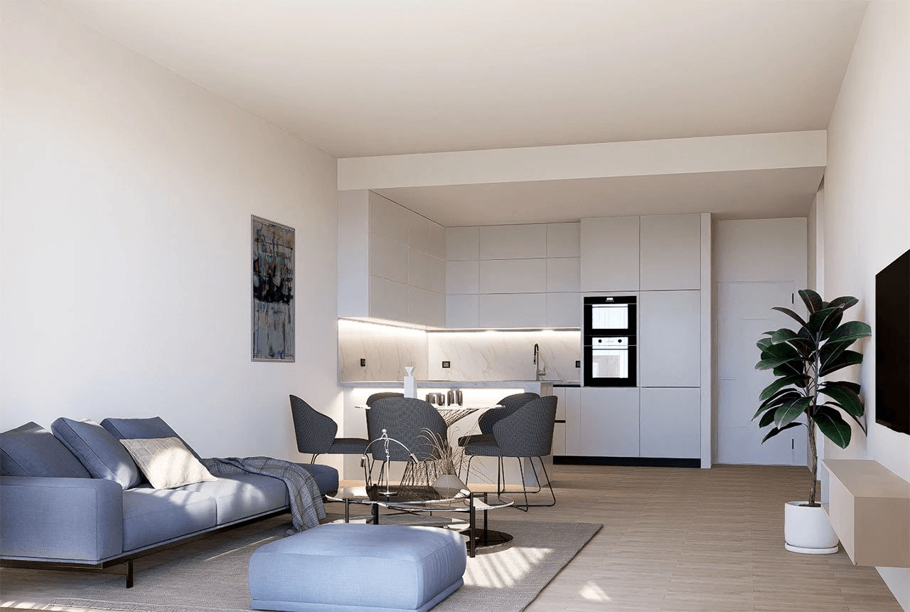 Appartements de 2 chambres au dernier étage avec 2 salles de bains, piscine communautaire et vue sur la mer