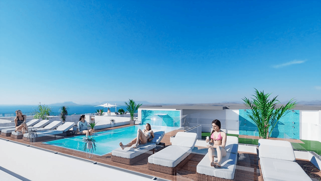 Penthouses avec 2 chambres, 2 salles de bain, toit-terrasse et piscine commune à seulement 160 m de la plage de Los Locos