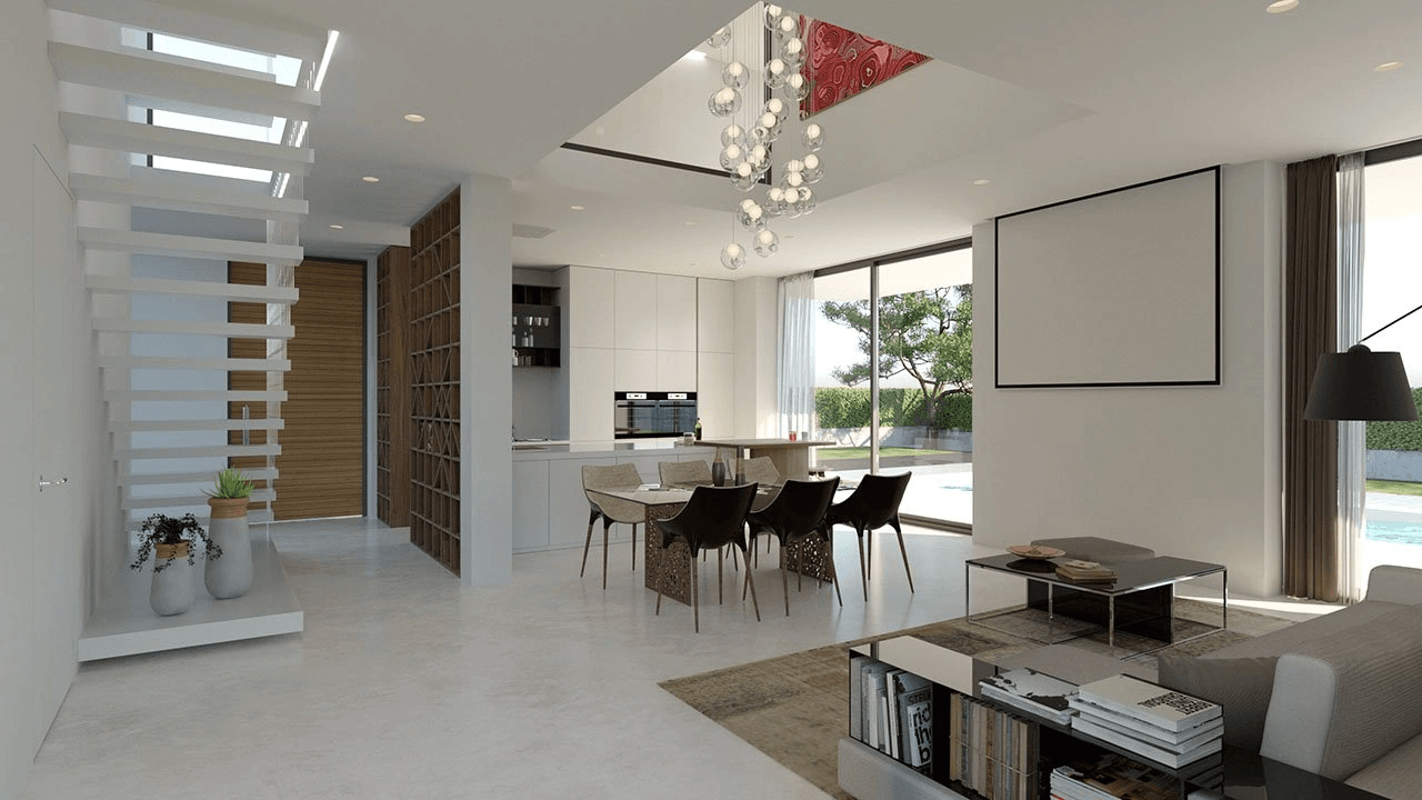 Villas exclusives avec 3 - 4 chambres à coucher, 3 - 4 salles de bains, W.C., toit-terrasse et piscine privée à seulement 600 m de la plage