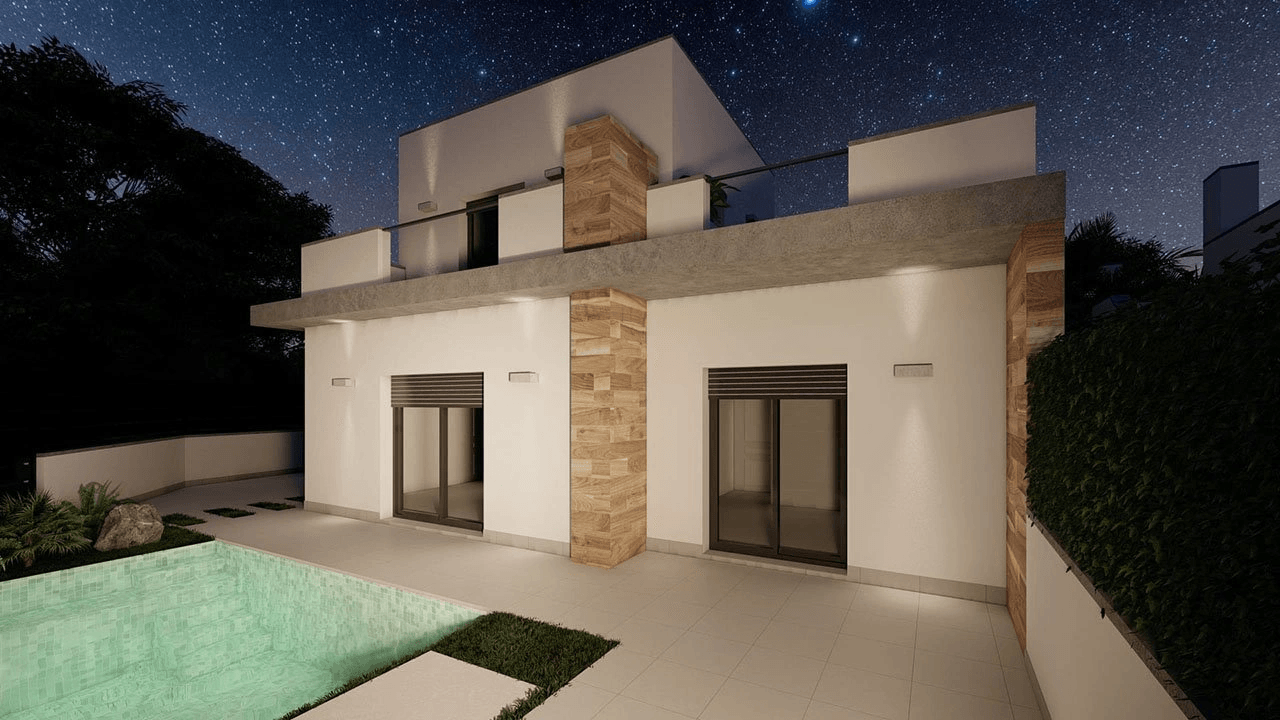 Villas modernas de 3 dormitorios y 3 baños con solario y piscina privada