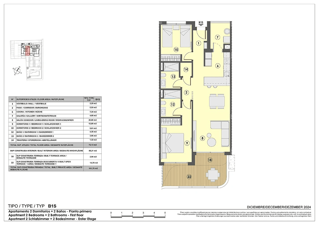 Appartements avec 2 chambres à coucher, chauffage au sol dans les salles de bains, climatisation et piscine commune à seulement 250 m de la mer