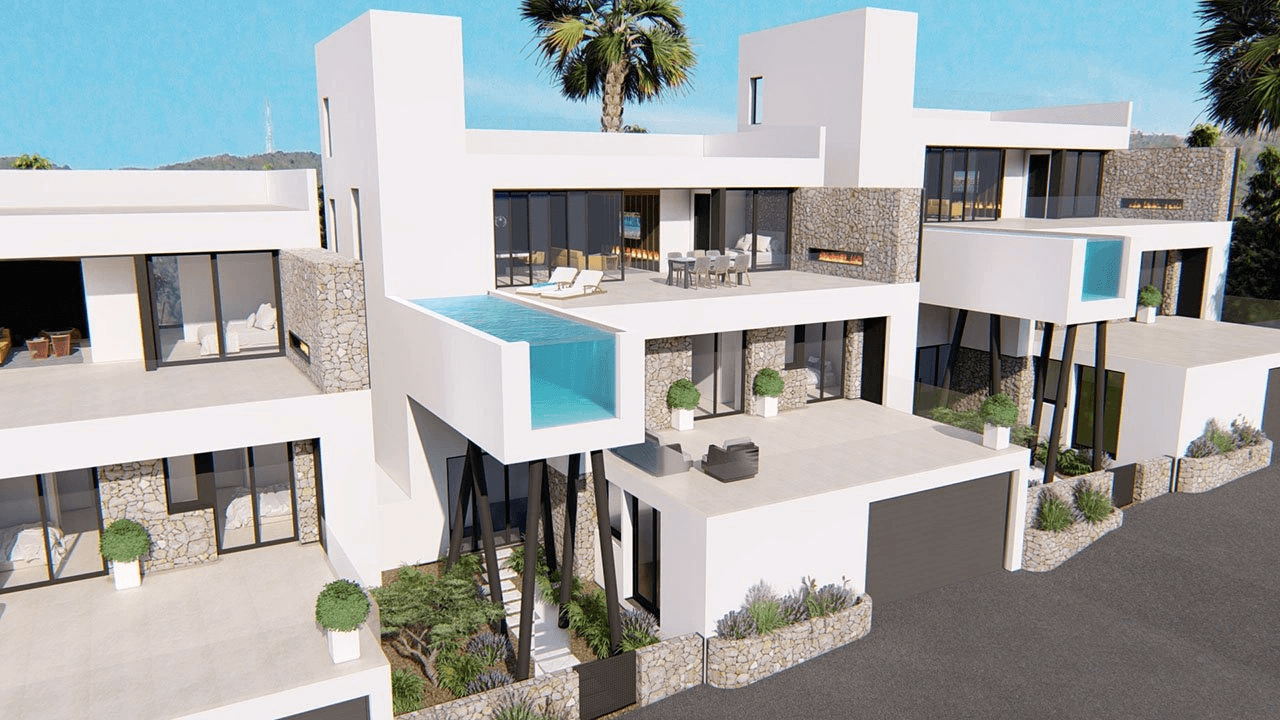 Villas spacieuses et exclusives avec piscine à débordement, garage et vue sur la mer