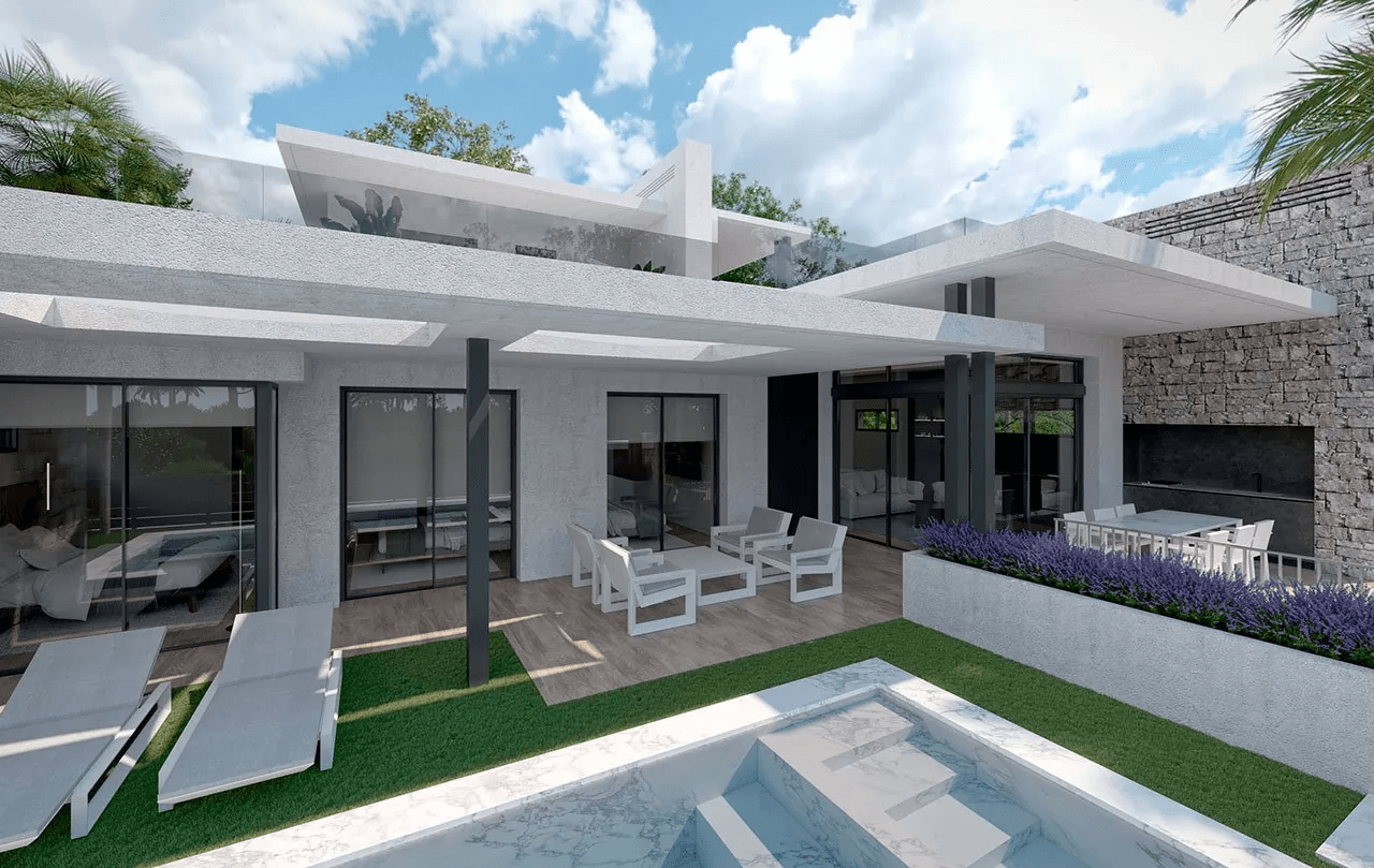 Villas de 3 dormitorios y 2 baños con 2 aseos, sótano, solario, aire acondicionado y piscina privada en el maravilloso Santa Rosalía Resort