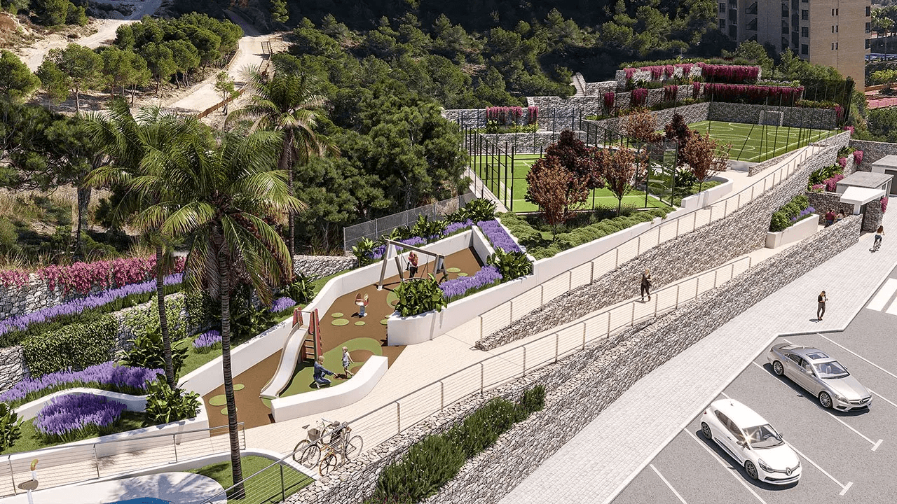 Appartements avec 2 chambres, 2 salles de bain, climatisation et vue sur la mer à seulement 1 km de la plage