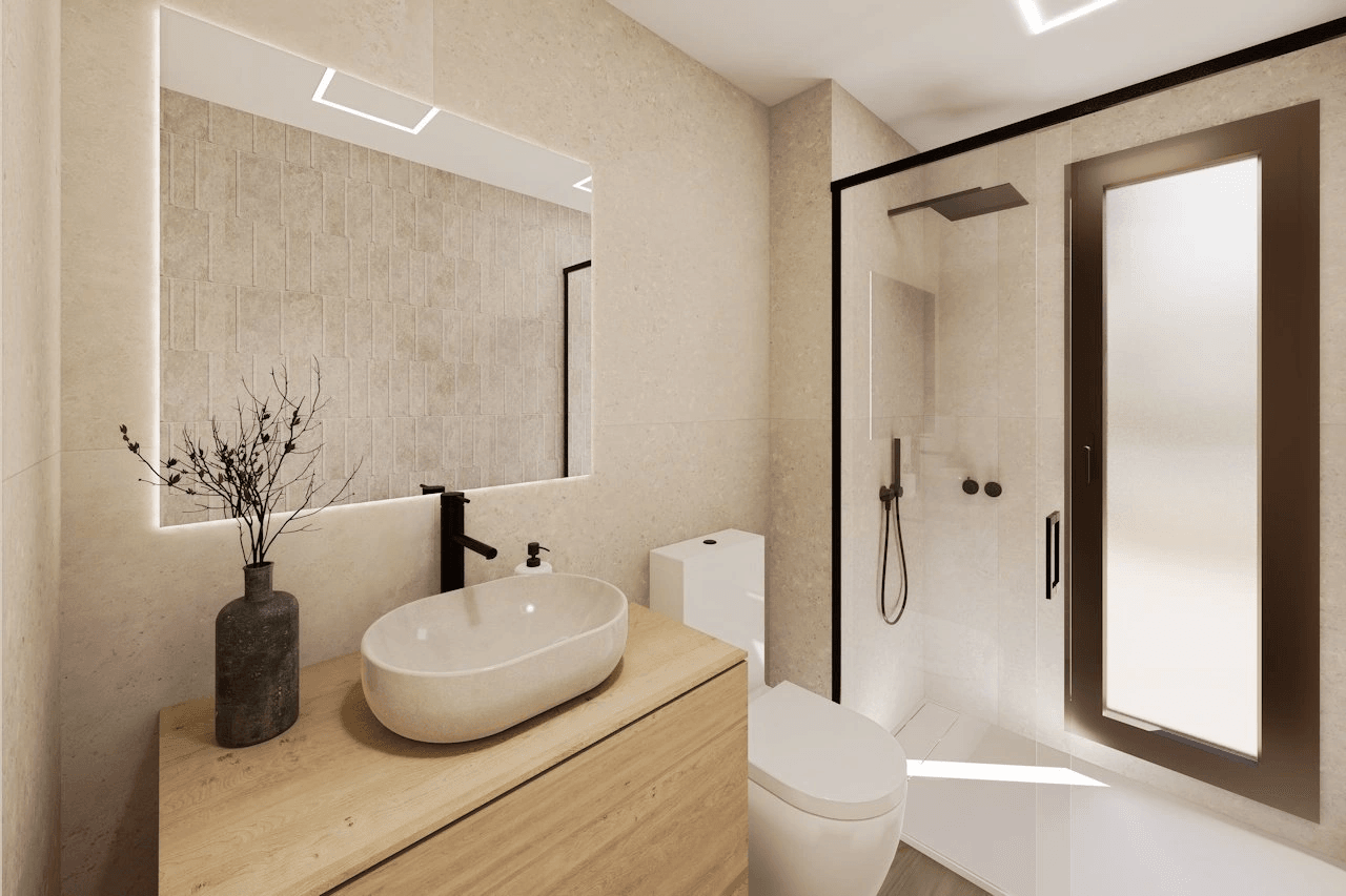 Villas de 3 dormitorios y 2 baños con aseo, parking privado subterráneo y piscina comunitaria junto a Serena Golf