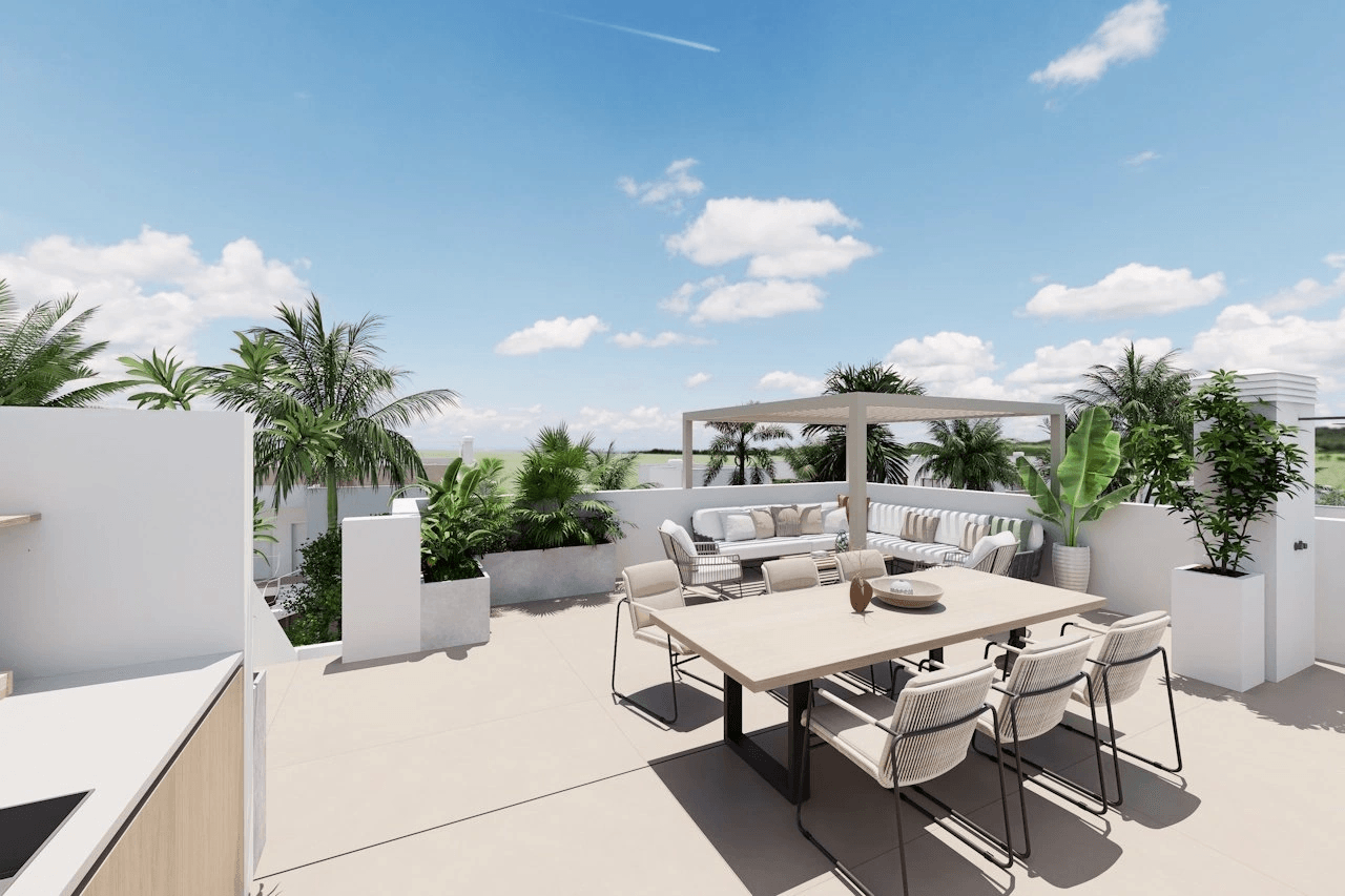 Penthouses avec 3 chambres, 2 salles de bains, terrasse sur le toit, un parking privé et une piscine commune à proximité du Serena Golf