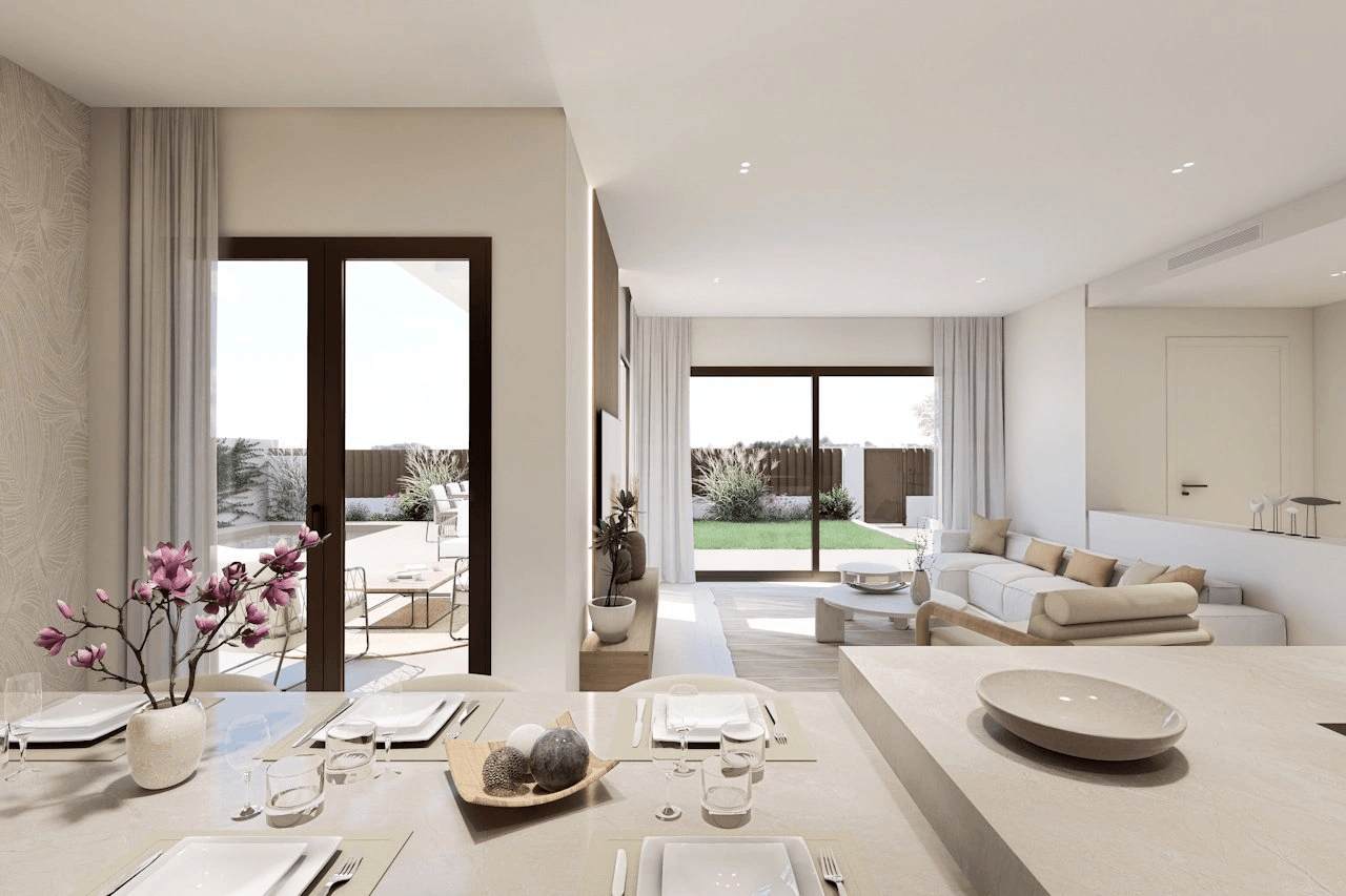Villas de 3 dormitorios y 3 baños con solárium, parking privado subterráneo y piscina comunitaria junto a Serena Golf
