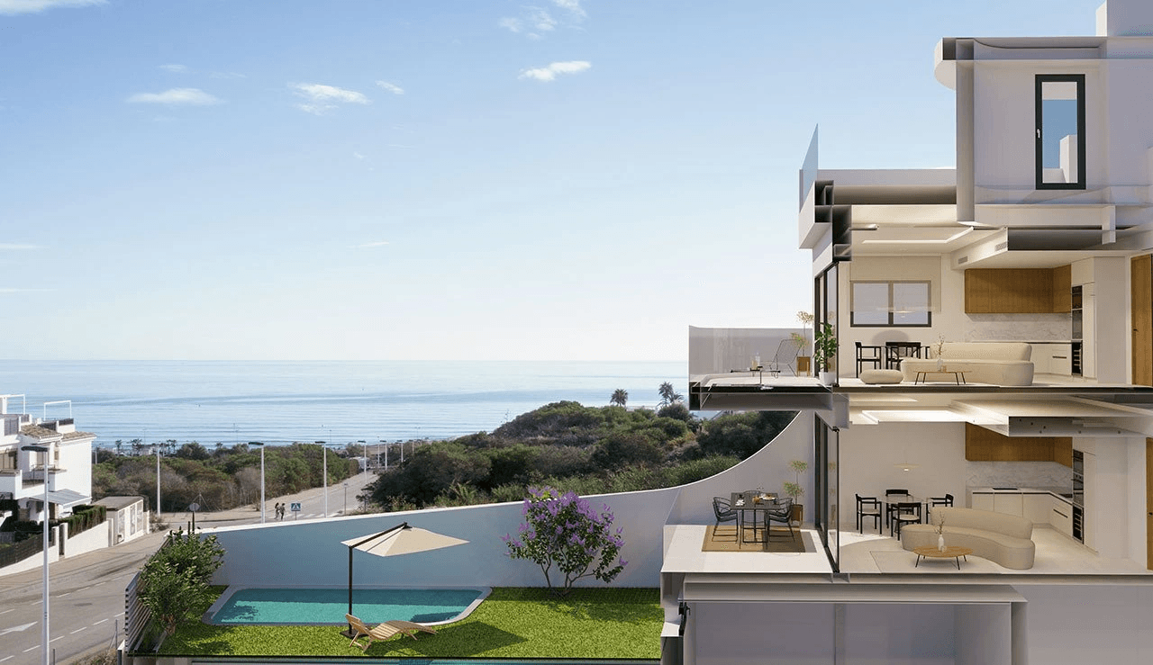 Penthouses de 2 chambres avec piscine communautaire à seulement 300 m de la mer