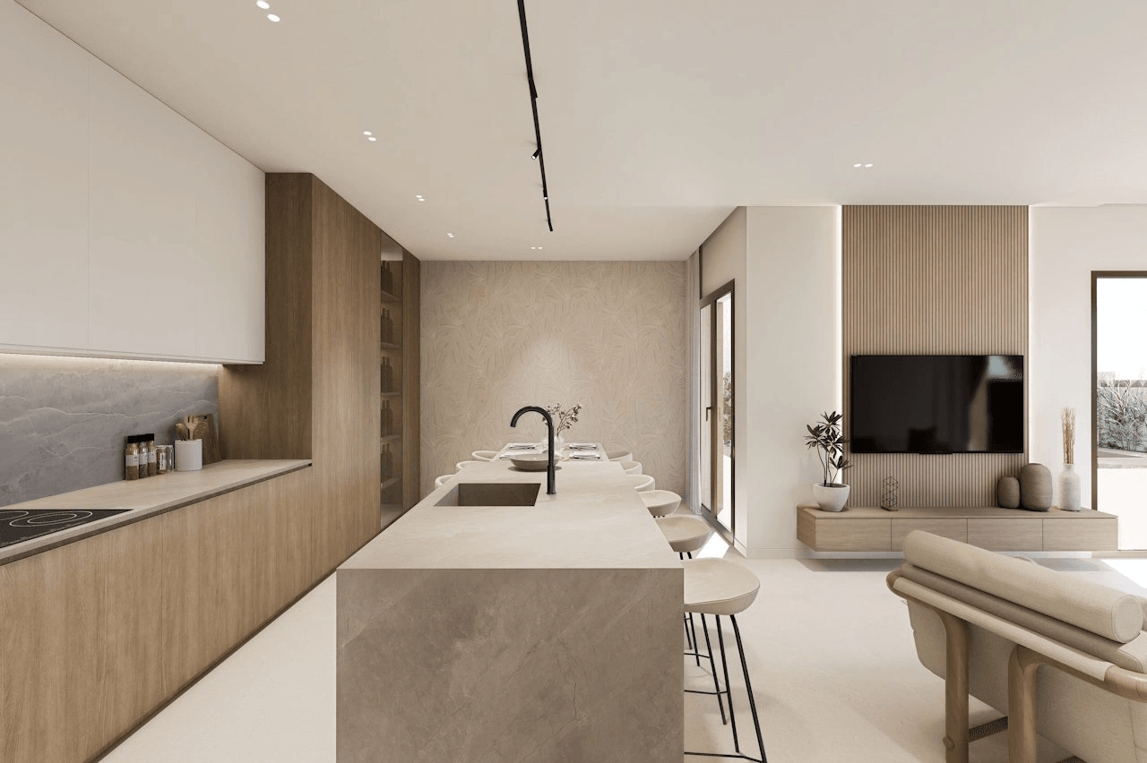 Villas de 3 dormitorios y 3 baños con solárium, parking privado subterráneo y piscina comunitaria junto a Serena Golf