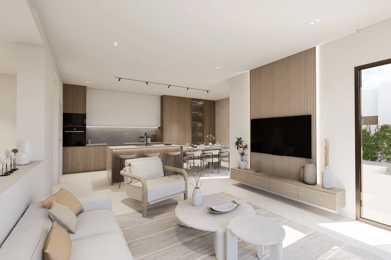 Villas de 3 dormitorios y 3 baños con solárium, parking privado subterráneo y piscina comunitaria junto a Serena Golf