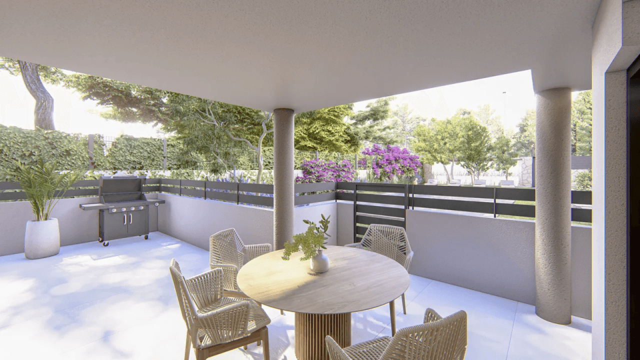 Superbe appartement de 3 chambres avec garage, débarras, piscine commune et bien plus encore.